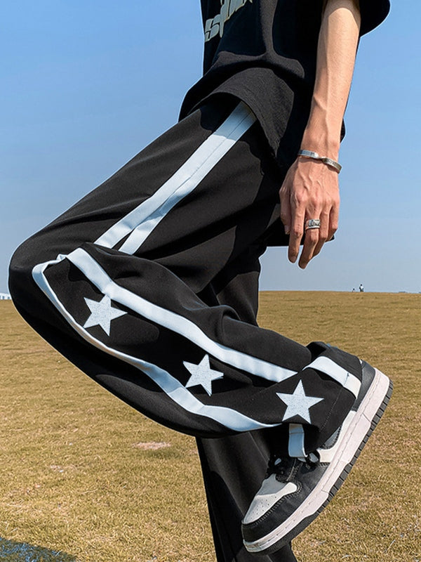 Men's Star Print Piping Detail Sweatpants