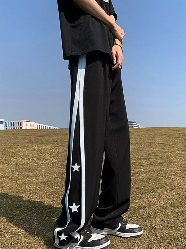Men's Star Print Piping Detail Sweatpants