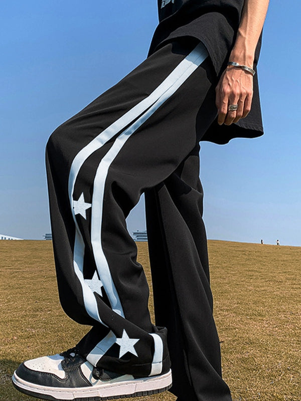 Men's Star Print Piping Detail Sweatpants