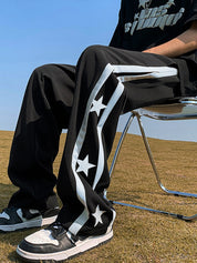Men's Star Print Piping Detail Sweatpants