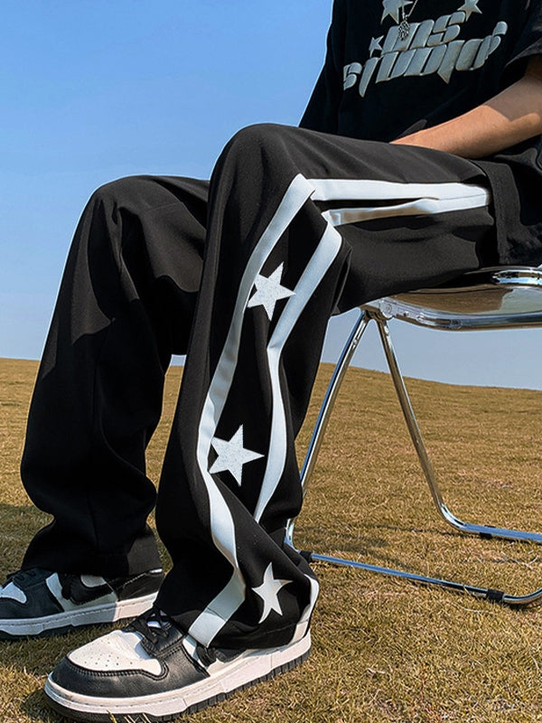 Men's Star Print Piping Detail Sweatpants