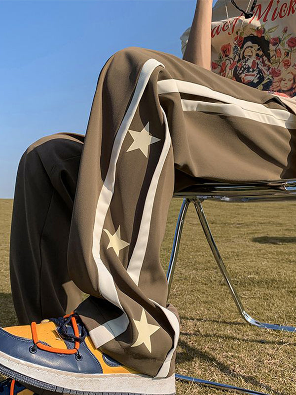 Men's Star Print Piping Detail Sweatpants