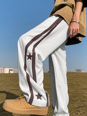 Men's Star Print Piping Detail Sweatpants