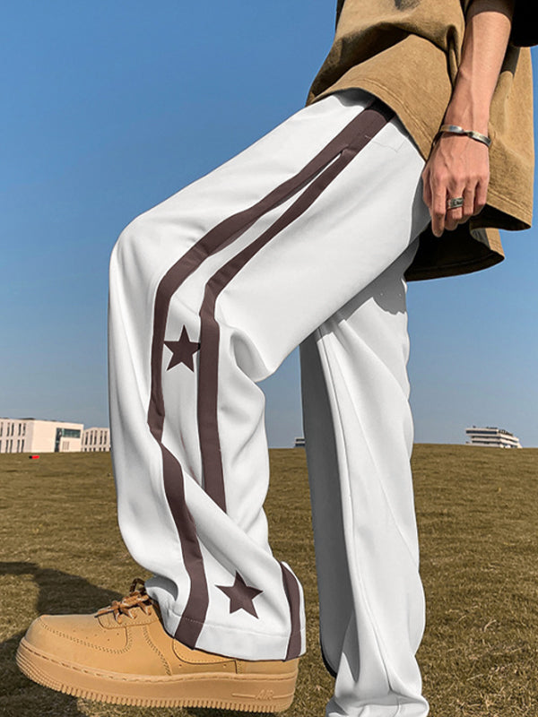 Men's Star Print Piping Detail Sweatpants