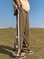 Men's Star Print Piping Detail Sweatpants