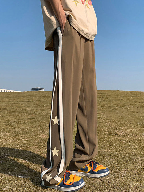Men's Star Print Piping Detail Sweatpants