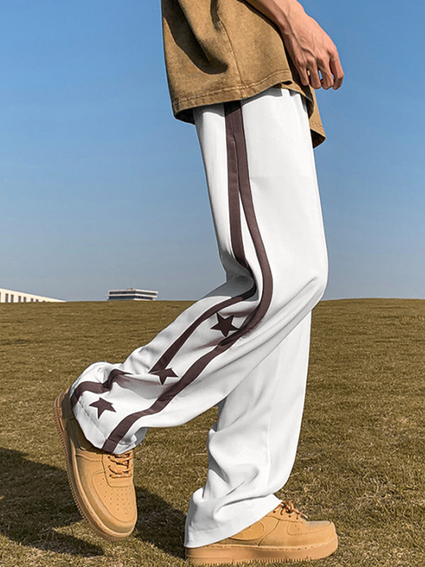 Men's Star Print Piping Detail Sweatpants