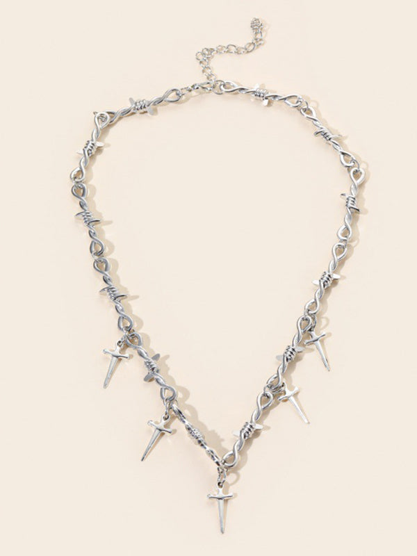Men's Linked Thorn Dagger Pendant Necklace