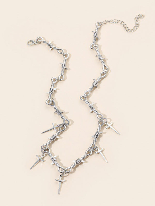 Men's Linked Thorn Dagger Pendant Necklace