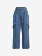 Men's Vintage Washed Multiple Pocket Cargo Jeans