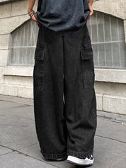Men's Vintage Washed Multiple Pocket Cargo Jeans