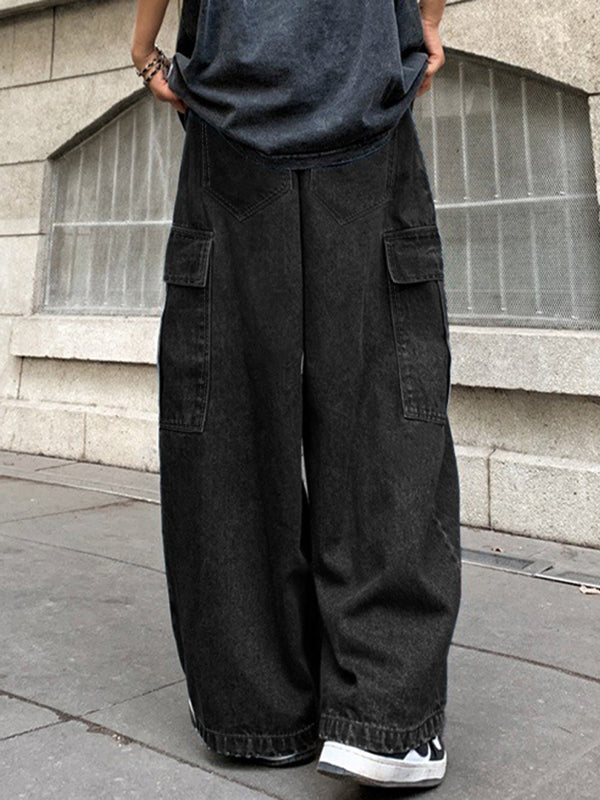 Men's Vintage Washed Multiple Pocket Cargo Jeans