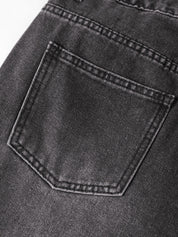 Men's Washed Spider Web Print Loose Jeans