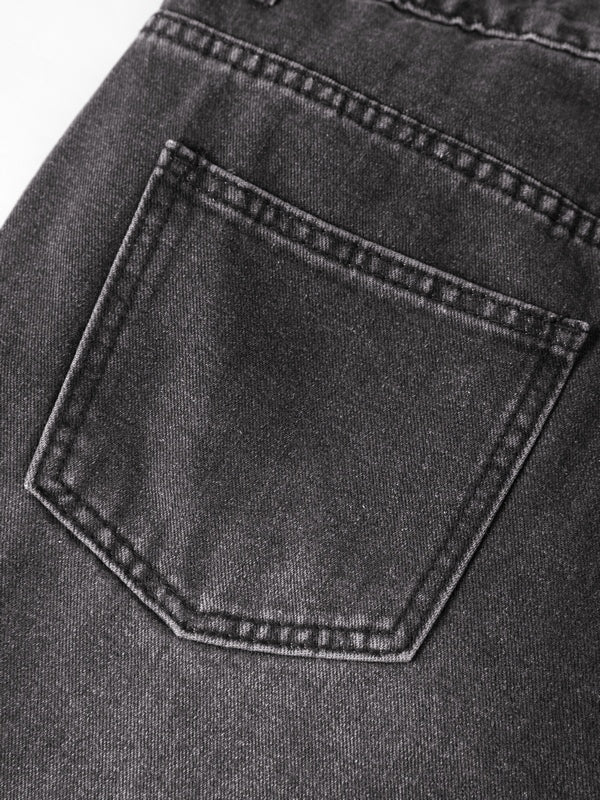 Men's Washed Spider Web Print Loose Jeans
