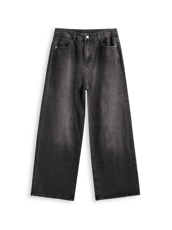 Men's Washed Spider Web Print Loose Jeans