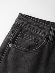 Men's Washed Spider Web Print Loose Jeans