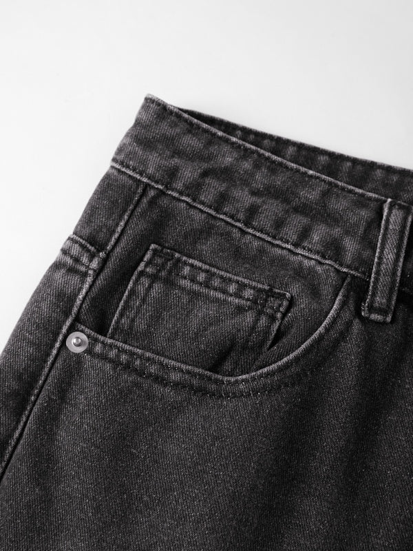Men's Washed Spider Web Print Loose Jeans