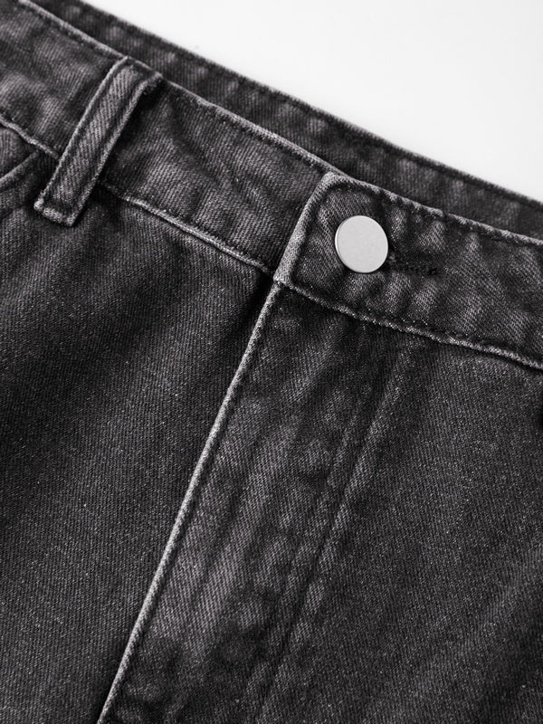 Men's Washed Spider Web Print Loose Jeans