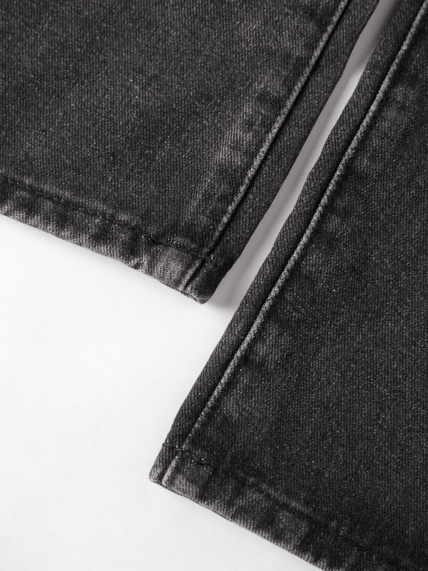 Men's Washed Spider Web Print Loose Jeans