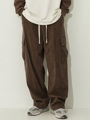 Men's Corduroy Flap Pocket Lace Up Cargo Pants