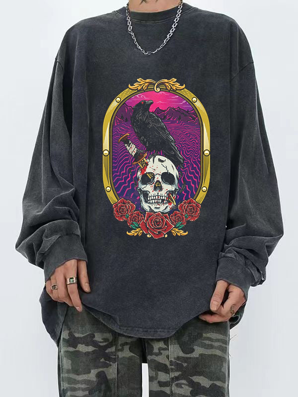Man's Skull Series Print Long Sleeve Tee
