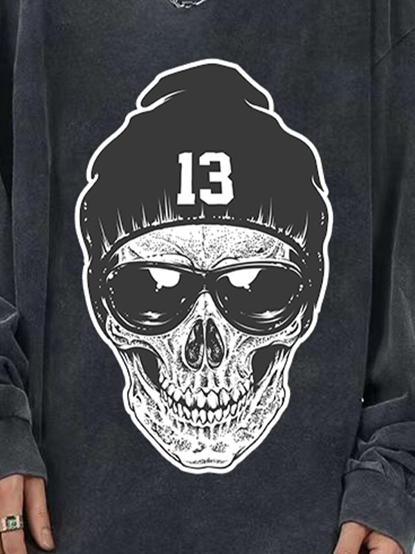 Man's Skull Series Print Long Sleeve Tee