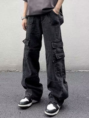 Men's Multi Pocket Mopping Cargo Jeans