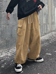 Men's Vintage Pocket Drawstring Bound Feet Cargo Pants