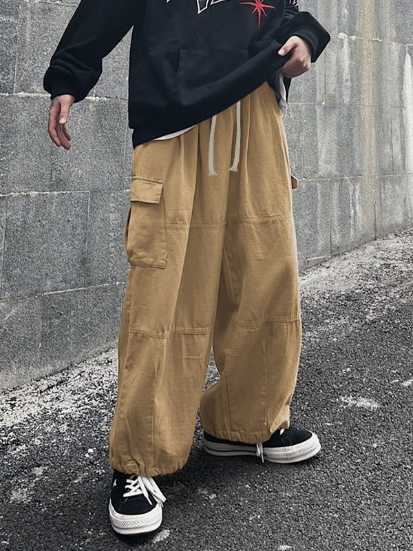 Men's Vintage Pocket Drawstring Bound Feet Cargo Pants