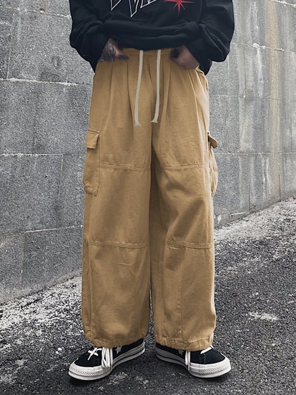 Men's Vintage Pocket Drawstring Bound Feet Cargo Pants