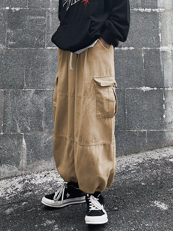 Men's Vintage Pocket Drawstring Bound Feet Cargo Pants