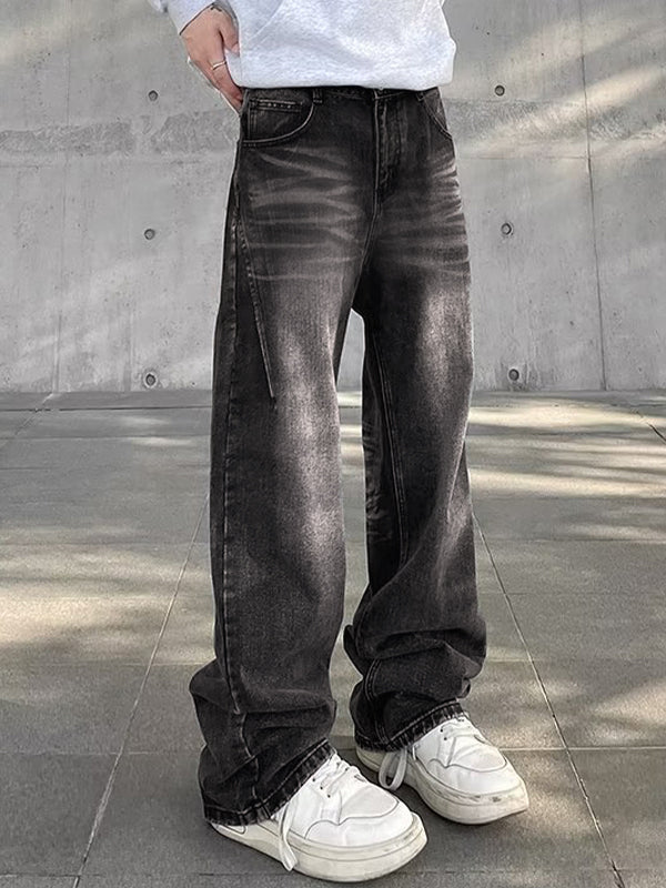Men's Street Water Ripple Print Loose Jeans