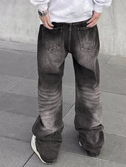 Men's Street Water Ripple Print Loose Jeans