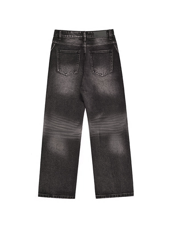 Men's Street Water Ripple Print Loose Jeans