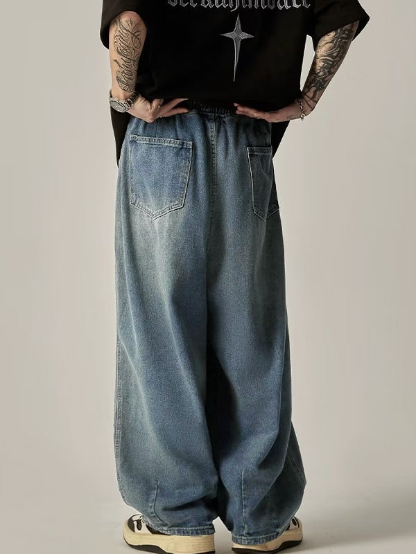 Men's Vintage Spider Print Loose Jeans
