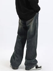 Men's Street Blue Wash Loose Jeans