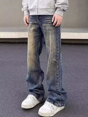 Men's Vintage Blue Ombre Straight Leg Jeans