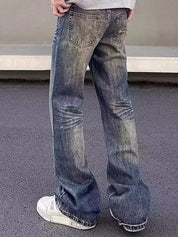 Men's Vintage Blue Ombre Straight Leg Jeans