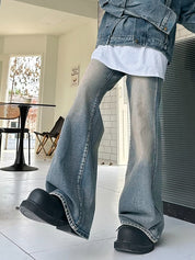 Men's Vintage Wash Flared Loose Jeans