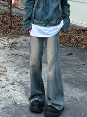 Men's Vintage Wash Flared Loose Jeans