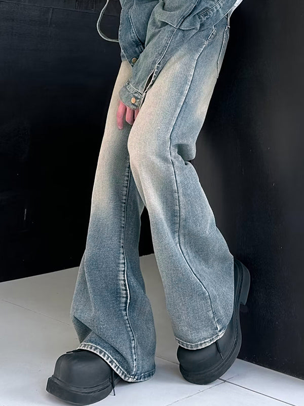 Men's Vintage Wash Flared Loose Jeans