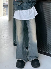 Men's Vintage Wash Flared Loose Jeans