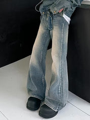 Men's Vintage Wash Flared Loose Jeans