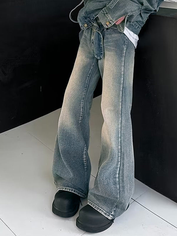 Men's Vintage Wash Flared Loose Jeans