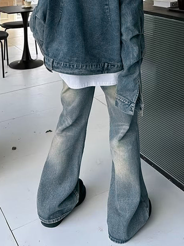 Men's Vintage Wash Flared Loose Jeans
