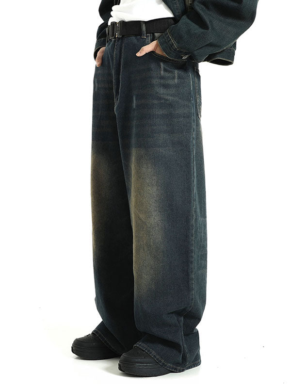 Men's Vintage Wash Distressed Loose Jeans