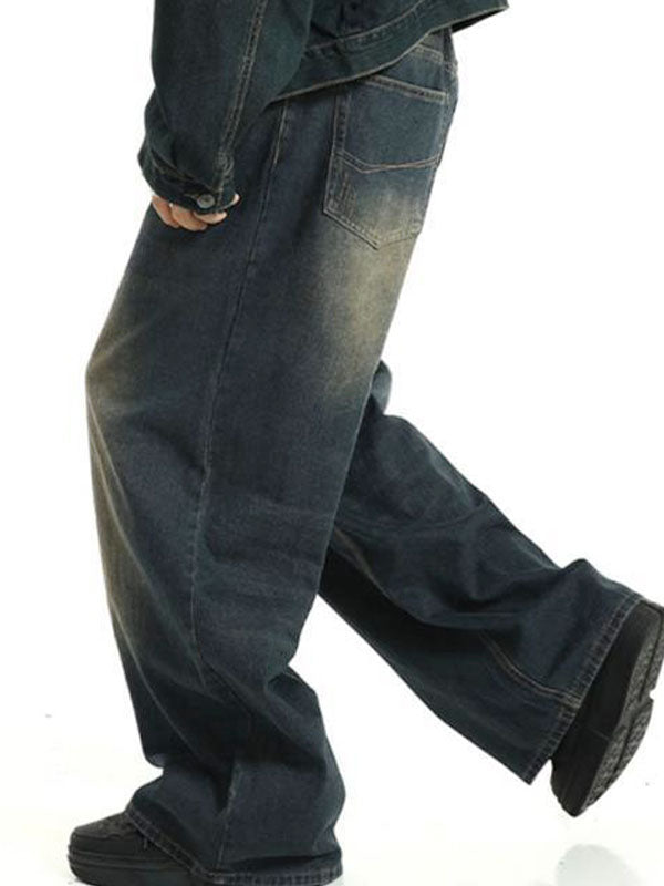Men's Vintage Wash Distressed Loose Jeans