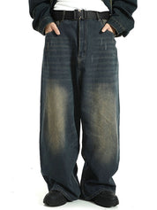 Men's Vintage Wash Distressed Loose Jeans