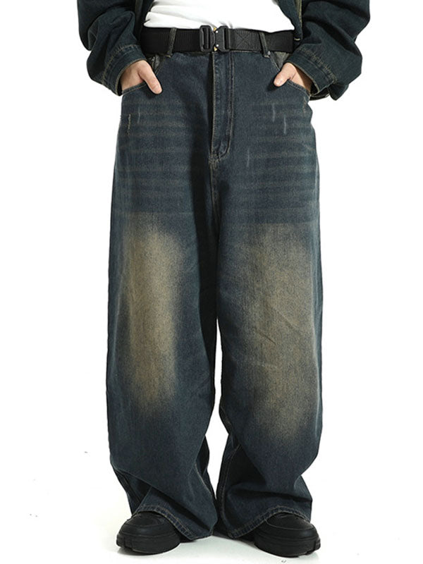 Men's Vintage Wash Distressed Loose Jeans