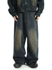 Men's Vintage Wash Distressed Loose Jeans